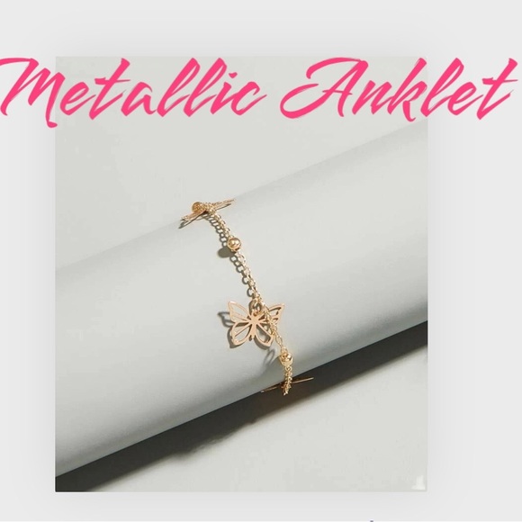 Metallic butterfly charm bracelet/Anklet - Picture 2 of 2